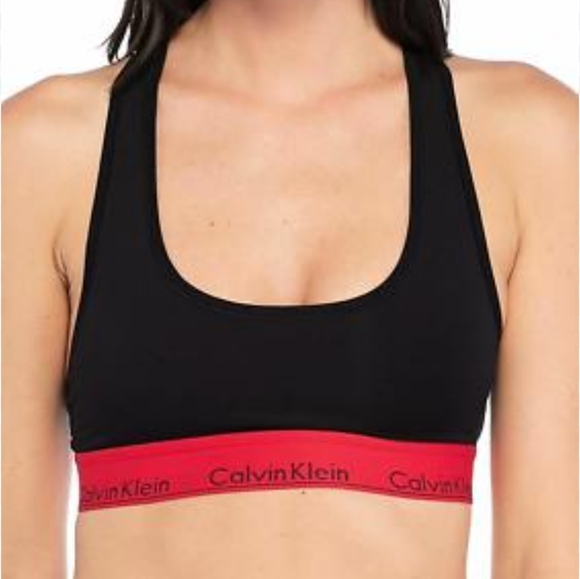 Calvin Klein Bralette Hipster Panty Set Black Red M-L NWT $48 - Picture 2 of 7